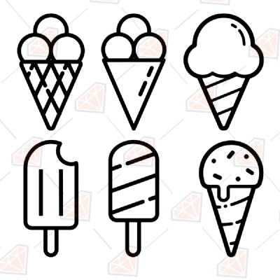 Basic Ice Creams Bundle Svg & Clipart Cut Files Summer