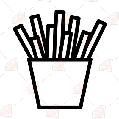 Fries SVG Cut File, Potato Fries Clipart Instant Download Snack