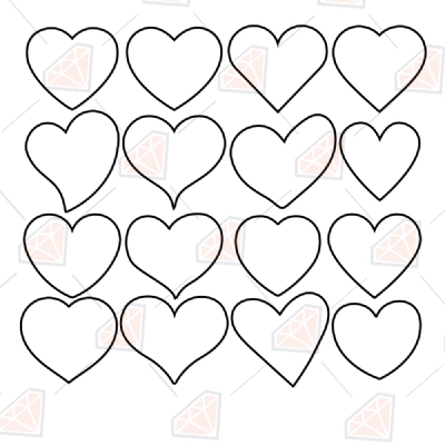 Hearts Outline Bundle SVG & Clipart Cut Files, Hearts Outline Instant Download Shapes