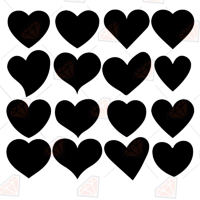Hearts Shapes Bundle SVG Cut Files, Hearts Vector Clipart Instant Download Shapes