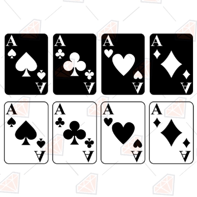 Ace of Clubs SVG Cut Files, Playing Card Clipart Files Symbols