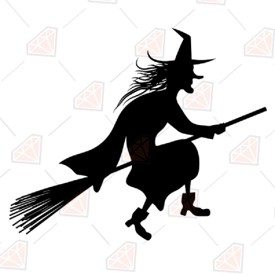 Flying Halloween Witch SVG | Witch Clipart Cut Files Halloween