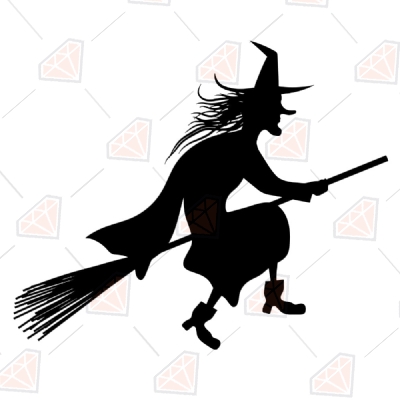 Flying Halloween Witch SVG, Witch Clipart Cut Files | PremiumSVG