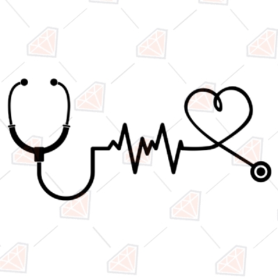Black Nurse Stethoscope Heartbeat SVG Cut File Nurse SVG