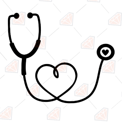 Nurse Heart Stethoscope SVG Design Nurse SVG