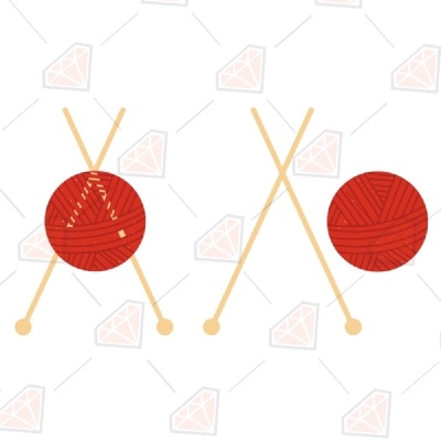 Woolen Rope with Knitting Needles SVG, Knitting Needles Clipart Vector Illustration
