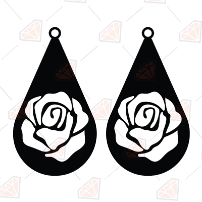 Floral Earring SVG Cut Files, Black Earring Clipart Vector File Vector Illustration