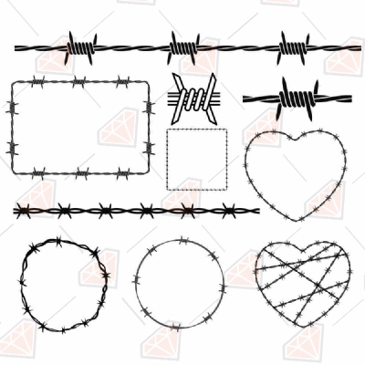 Barbed Wire Bundle SVG Cut File, Wires SVG Instant Download Vector Illustration