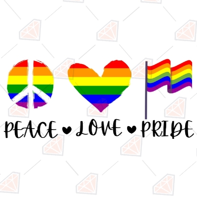 Peace Love Pride Svg, Rainbow Svg Vector Files Lgbtq Pride