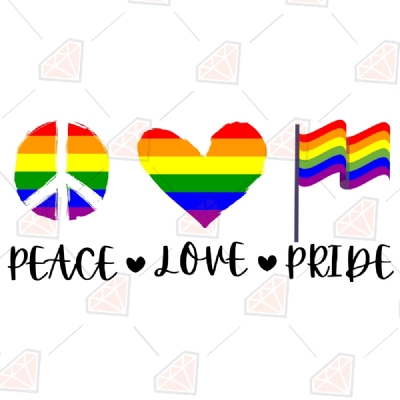 Peace Love Pride Svg Rainbow Svg Vector Files Premium Svg