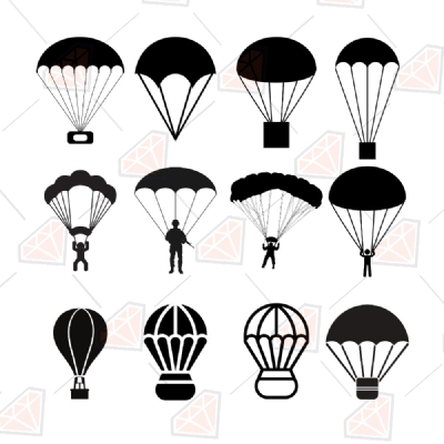 Parachute SVG Bundle, Sky Diving Clipart Files Bundle SVG