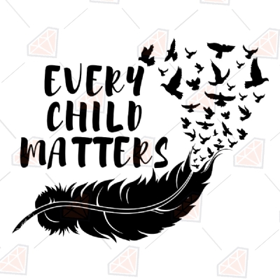 Every Child Matters Feather SVG, Feather with Birds Svg Design | PremiumSVG