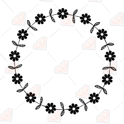 Black Daisy Wreath SVG & Clipart Cut File Plant and Flowers