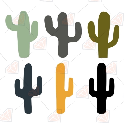Boho Cactus SVG Bundle, Basic Cactus Clipart Files Nature
