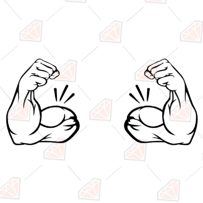 Biceps SVG Cut File, Arm Muscles Clipart Black and White Anatomy (Skeleton And Skull)