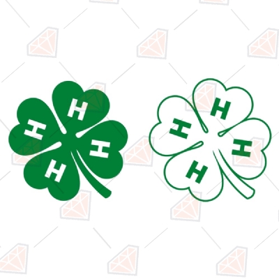 4-H Clover SVG File, Shamrock 4 Leaf with H SVG St Patrick's Day SVG
