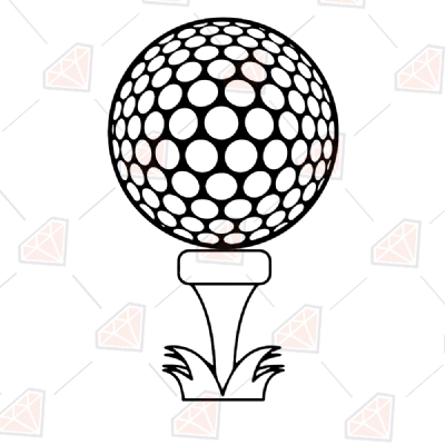 Golf Ball with Tee SVG Vector File, Golf Tee Clipart Golf