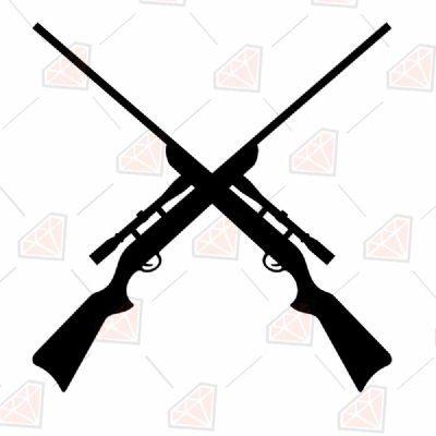Crossed Hunting Rifles SVG Cut File, Crossed Weapons SVG Instant Download Vector Illustration