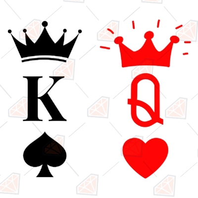 Download King Queen Svg Cut Files King Of Spades Svg Queen Of Hearts Svg Premium Svg