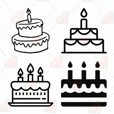 Birthday Cake Bundle SVG and PNG File, Instant Download Birthday SVG