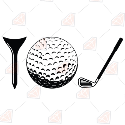 Golf Bundle SVG Vector File, Golf Ball Tee and Club SVG Instant Download Golf