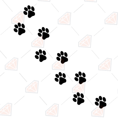 Paws Prints SVG Cut Files, Animal Tracks Clipart Pets