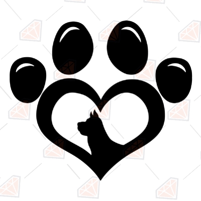 Dog Paw Heart Print SVG File | Dog Love Clipart Pets