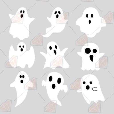 Ghost SVG Bundle, Halloween Scary Ghost Clipart Cut Files Halloween SVG