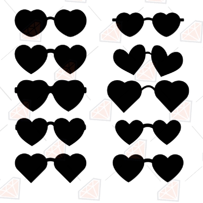 Heart Sunglasses Bundle Svg & Clipart Cut Files | Png | Cricut Files Bundle SVG