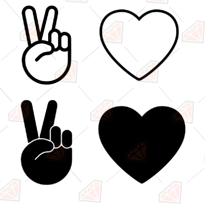 Peace Love Symbols Svg Vector & Clipart Files Vector Illustration