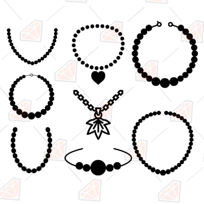 Necklace Bundle SVG Clipart Files, Necklaces Instant Download Drawings