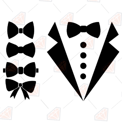 Tuxedo SVG Cut File, Tuxedo with Bows Clipart Drawings