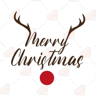 Merry Christmas Design with Deer Horn SVG Christmas