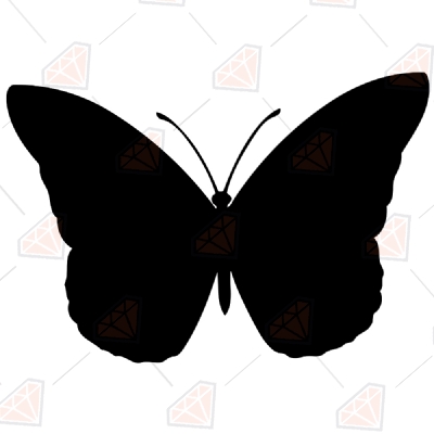 Black Plain Butterfly Clipart SVG, Butterfly Vector Instant Download Drawings