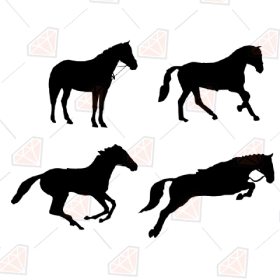 Running Horse Svg & Clipart File | Horse Silhouette Wild & Jungle Animals SVG