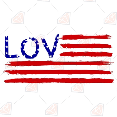 Love US Flag SVG | America Love SVG Vector File 4th Of July SVG