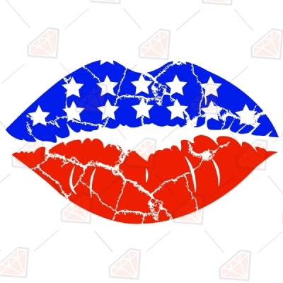 Distressed American Lips SVG | 4th Of July SVG Vector Cut Files 4th Of July SVG