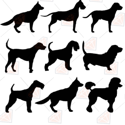 Dog Bundle SVG Files, Dog Breeds Clipart Pets