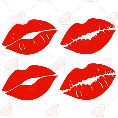 Basic Lips Bundle SVG Cut Files, Kisses Bundle SVG Vector Files Drawings