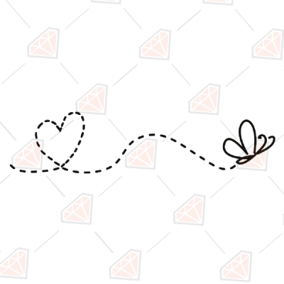 Butterfly Path with Heart Svg Clipart & Cut Files Bird SVG