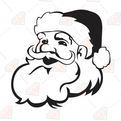 Black Santa Head SVG Cut Files Christmas SVG