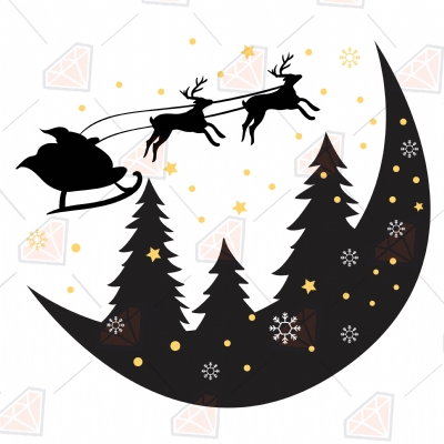 Christmas Moon SVG Cut Files Christmas