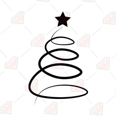 Line Christmas Tree with Star SVG Cut Files Christmas SVG