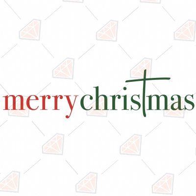 Red and Green Merry Christmas with Cross SVG Cut File Christmas