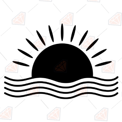 Ocean Sun SVG Vector Files, Sea Sun Clipart Instant Download Vector Illustration