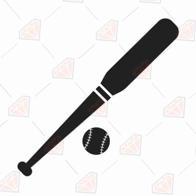 Baseball Bat and Ball SVG Cut File, Bat and Ball Clipart Baseball