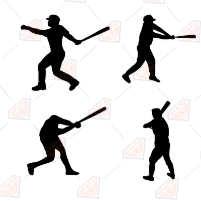 Baseball Player Bundle SVG Cut File, Baseball Player Silhouette Clipart Baseball