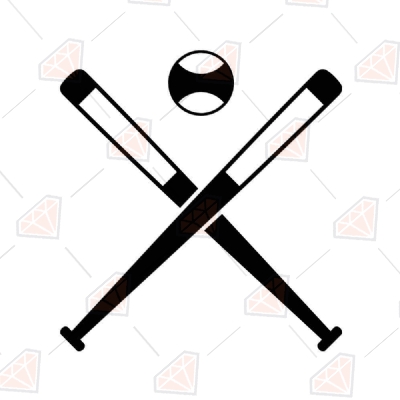 Crossed Baseball Bat and Ball SVG Cut File, Bat and Ball Clipart Baseball