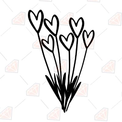Heart Bunch SVG, Bunch Of Hearts SVG Instant Download Plant and Flowers
