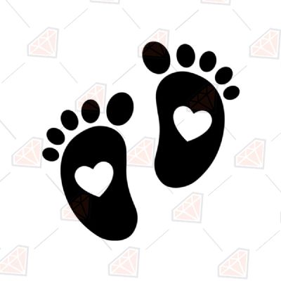 Baby Footprint with Heart SVG, Toddler SVG Instant Download Men, Women and Children